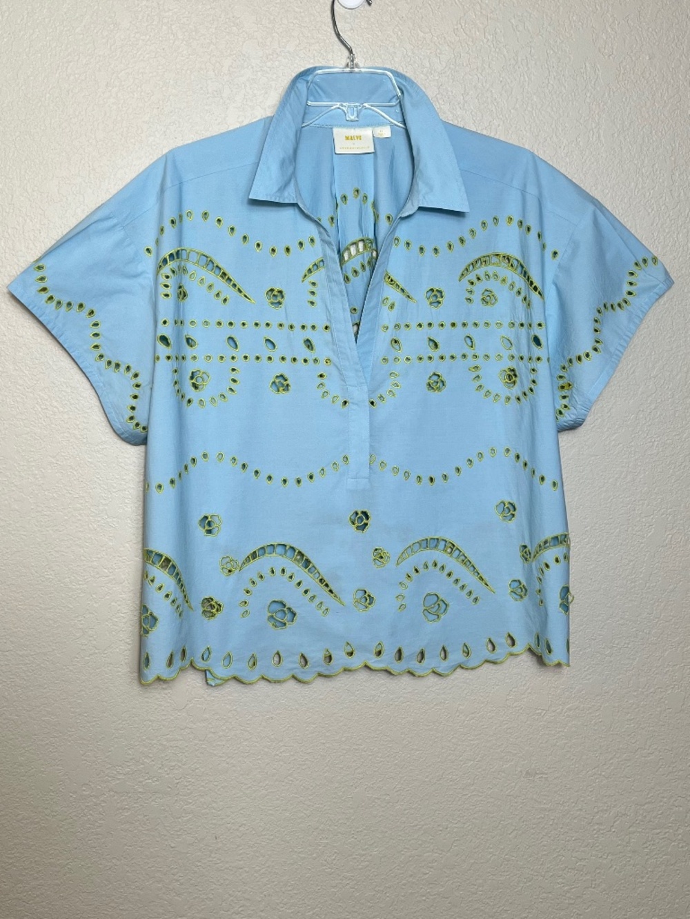 Anthropologie Maeve Embroidered Eyelet Floral Pullover Top - Picture 4 of 12